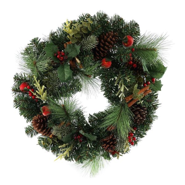 Wreath with Mixed foliage Cones and Berries - 60cm
