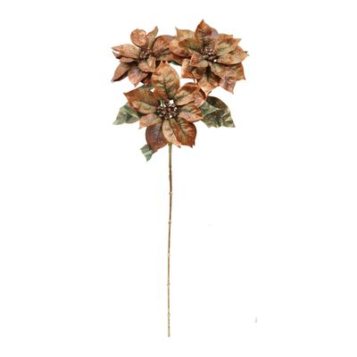 Poinsettia x 3 Spray - Golden Brown -  81cm