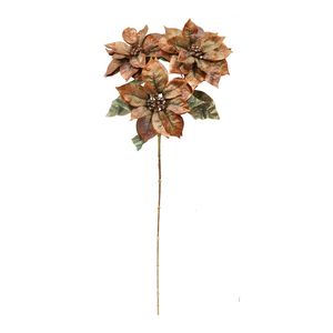 Poinsettia x 3 Spray - Golden Brown -  81cm