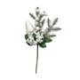 White Glitter Berries & Mushroom with Green Foliage Pick - 25cm