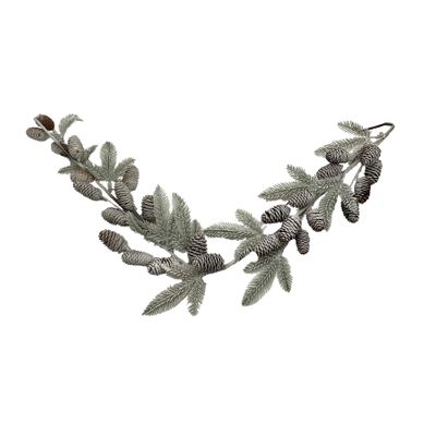 Frosted Pine Cone & Foliage Garland - 150cm