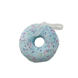 Glitter Donut Hanging Decoration - Light Blue - 15cm