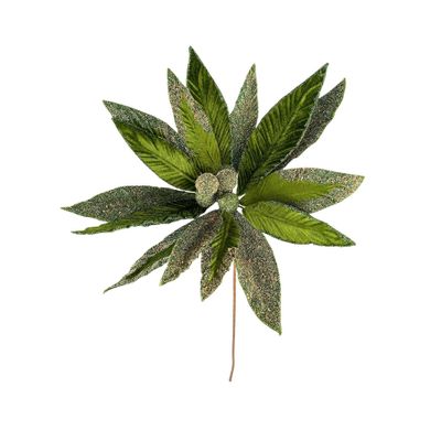 Dusted Poinsettia Stem - Green - 50cm 