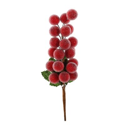 Frosted Grape Pick - Red - 25cm