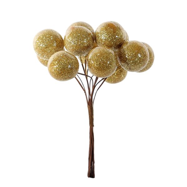 Shiny Berry Bunch Pick - Gold - 11cm