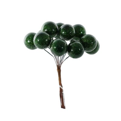 Shiny Berry Bunch Pick - Green - 11cm