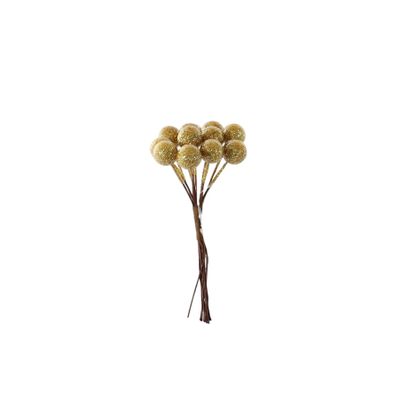 Shiny Mini Berry Bunch Pick - Gold - 10cm