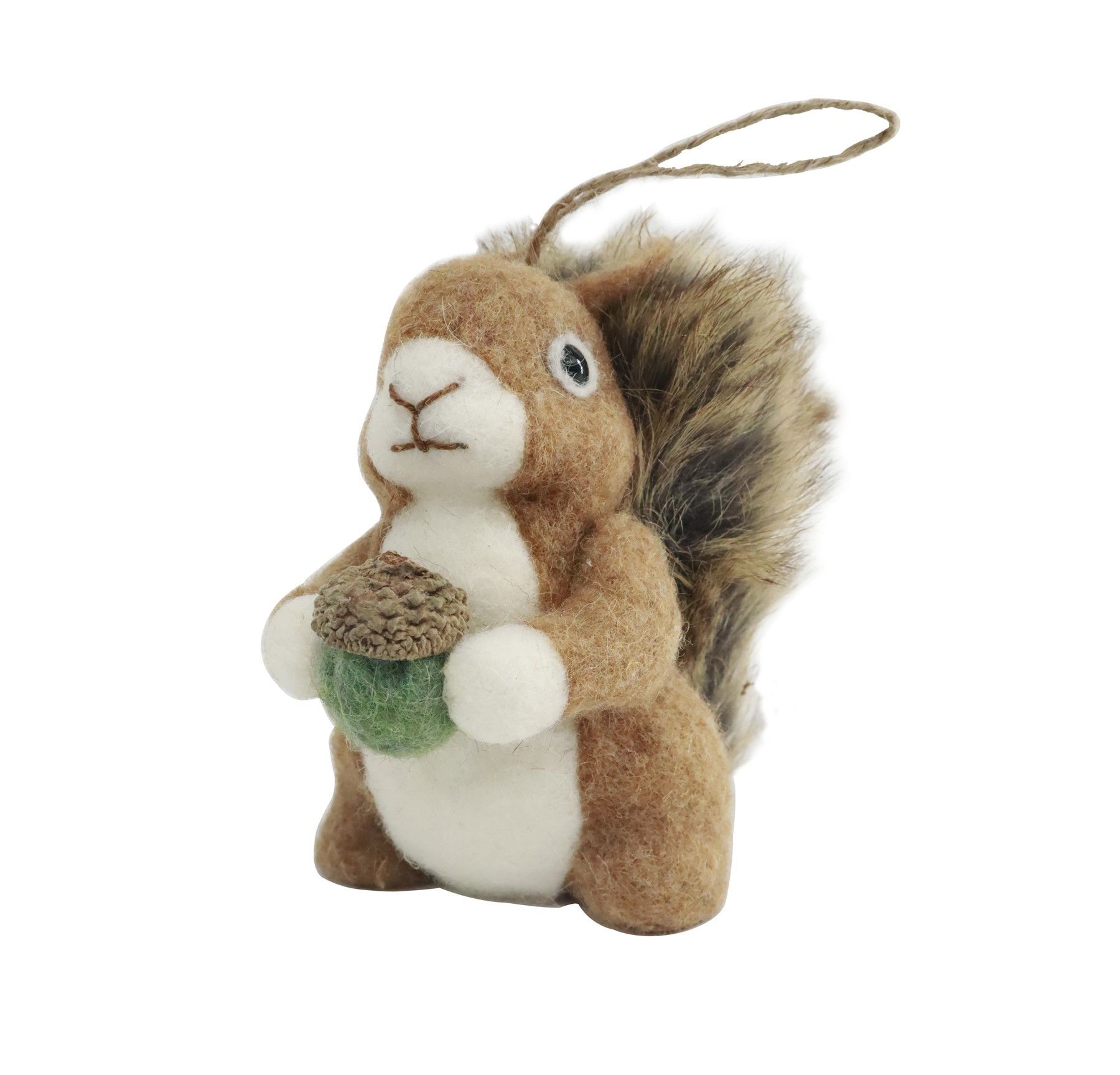 Squirrel holding an Acorn Hanging Decoration - 11cm