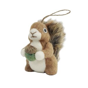 Squirrel holding an Acorn Hanging Decoration - 11cm