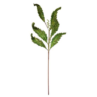 Sparkly Leaf Spray - Green - 76cm