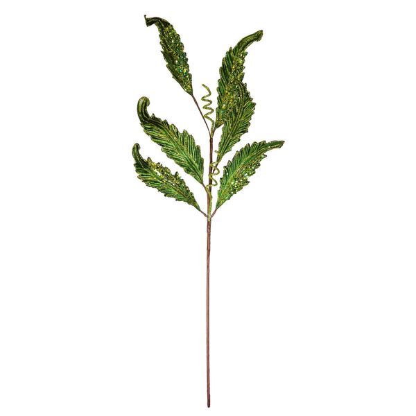 Sparkly Leaf Spray - Green - 76cm