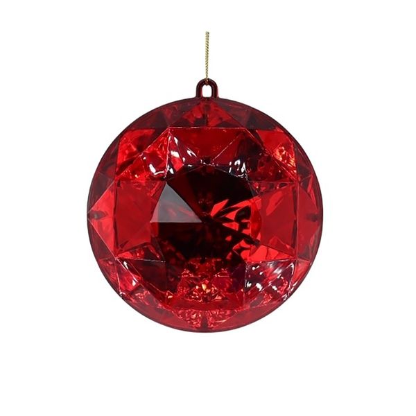 Diamond Round Hanging Decoration - Red - 13cm