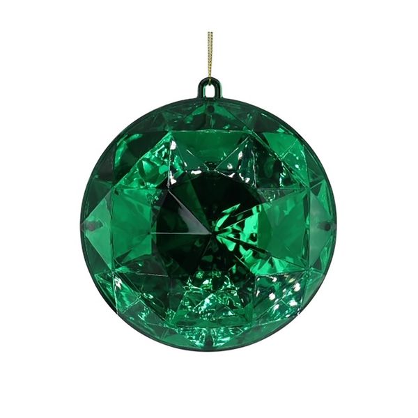 Diamond Round Hanging Decoration - Green - 13cm