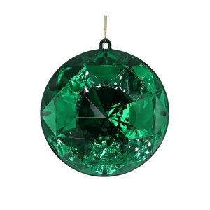 Diamond Round Hanging Decoration - Green - 13cm