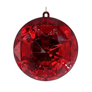 Diamond Round Hanging Decoration - Red - 16cm