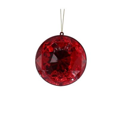 Diamond Round Hanging Decoration - Red - 10cm