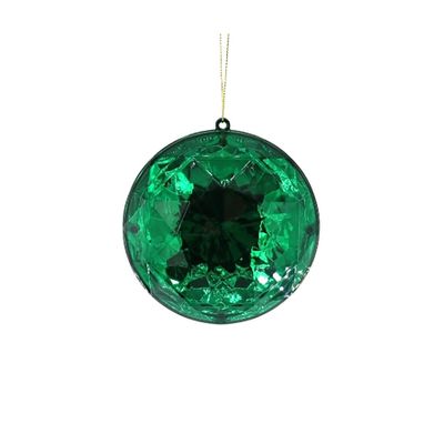 Diamond Round Hanging Decoration - Green - 10cm