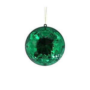 Diamond Round Hanging Decoration - Green - 10cm