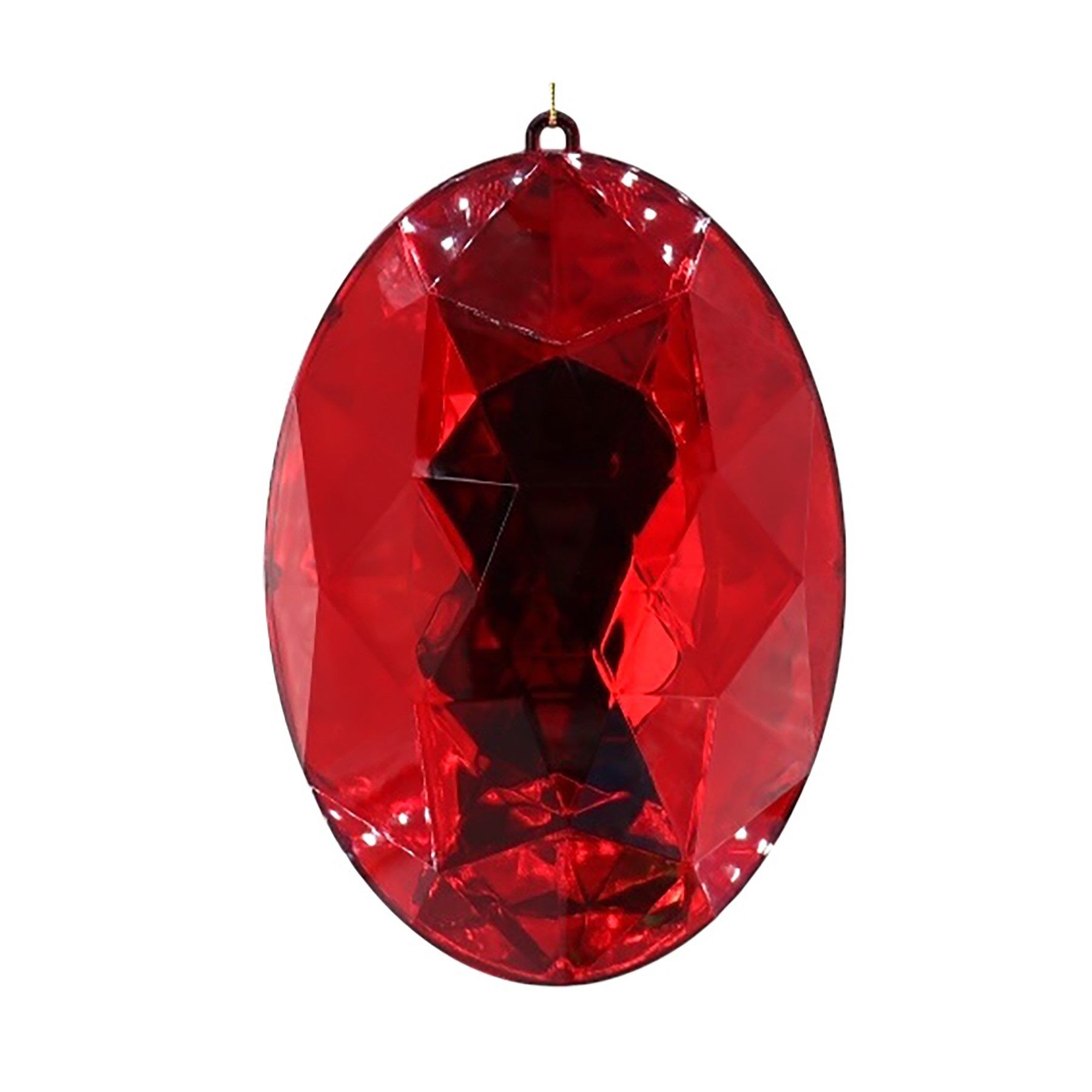 Diamond Round Hanging Decoration - Red - 24cm