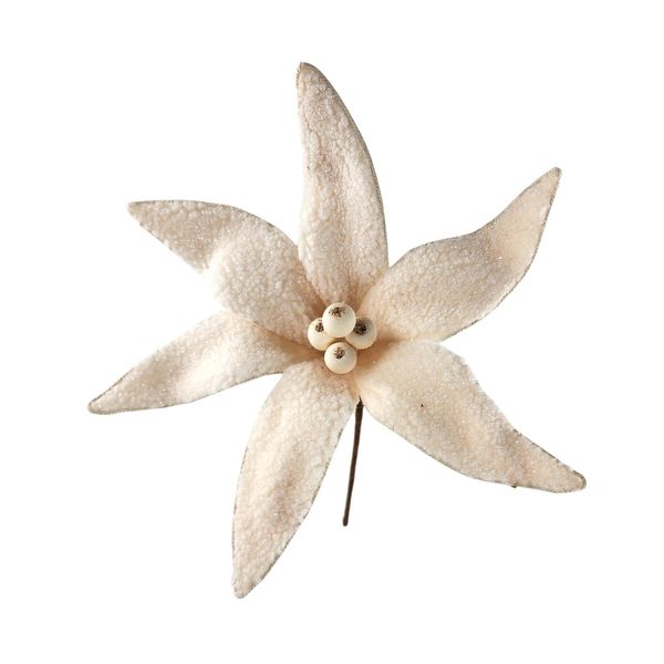 Cosy Furry Poinsettia - Cream - 30cm