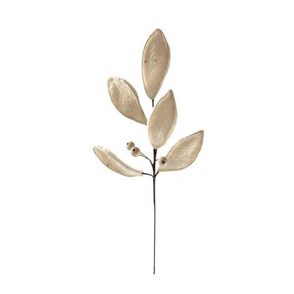 Cosy Furry Leaf Spray - Cream - 56cm