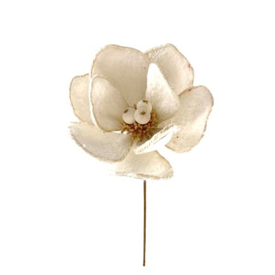 Cosy Furry Magnolia Stem - Cream - 45cm