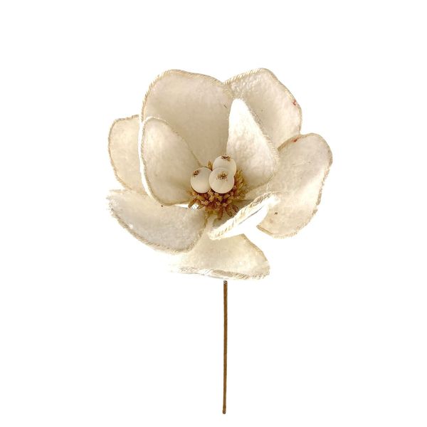 Cosy Furry Magnolia Stem - Cream - 45cm