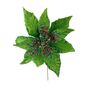 Beaded Poinsettia Stem - Green - 50cm