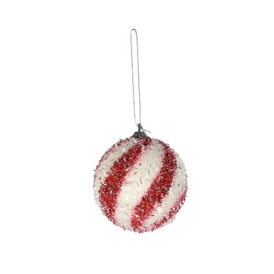 Candyland Striped Baubles x 4 - Pink/White