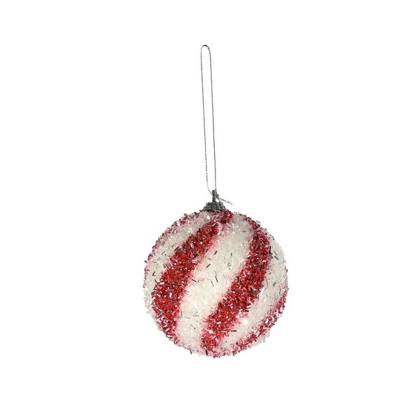 Candyland Striped Baubles x 4 - Pink/White