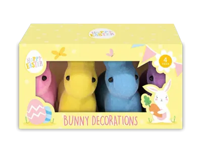 Pack of 4 Mini Flocked Bunny Decorations	