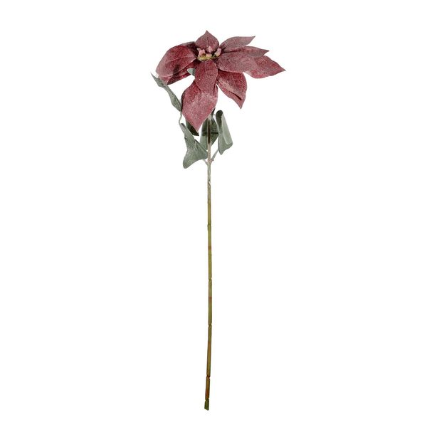 Frosted Velvet Poinsettia Stem - Red - 55 x 20cm