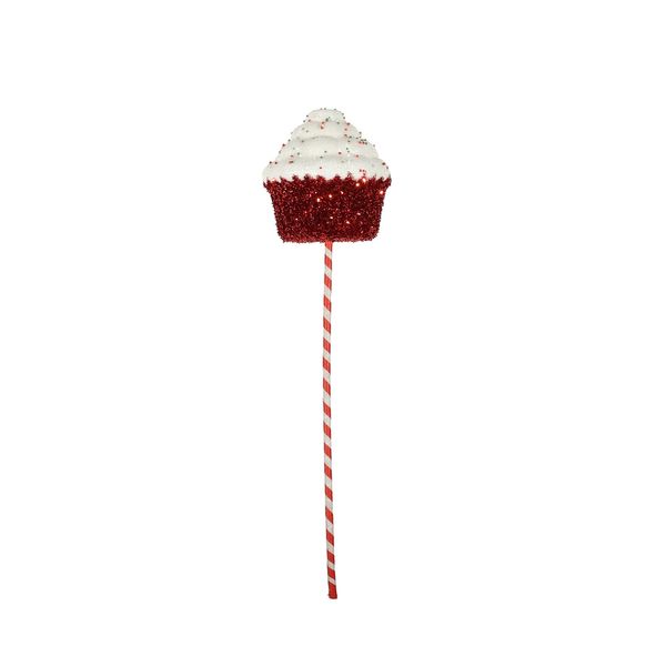 Sparkly Cupcake Pick - Red/White - 61cm