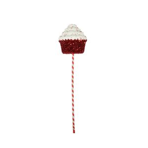 Sparkly Cupcake Pick - Red/White - 61cm