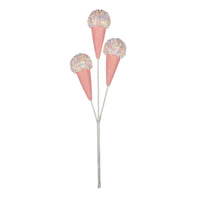 Ice Cream Cone x 3 Spray - Pink Cone - 53cm