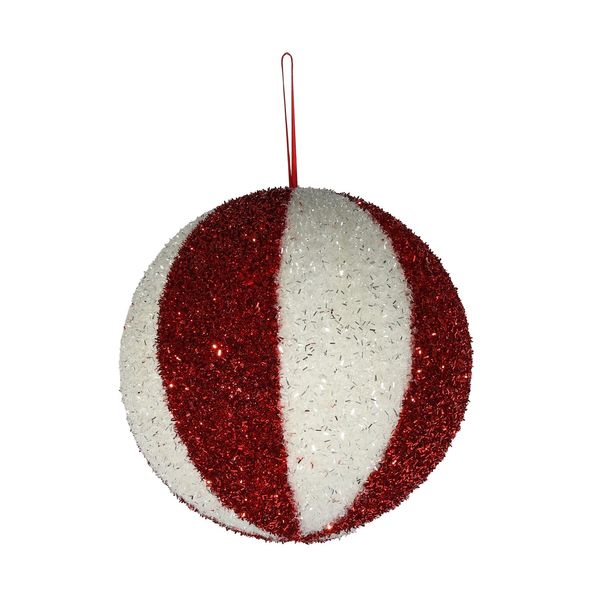 Candyland Striped Bauble - Red/White - 25cm