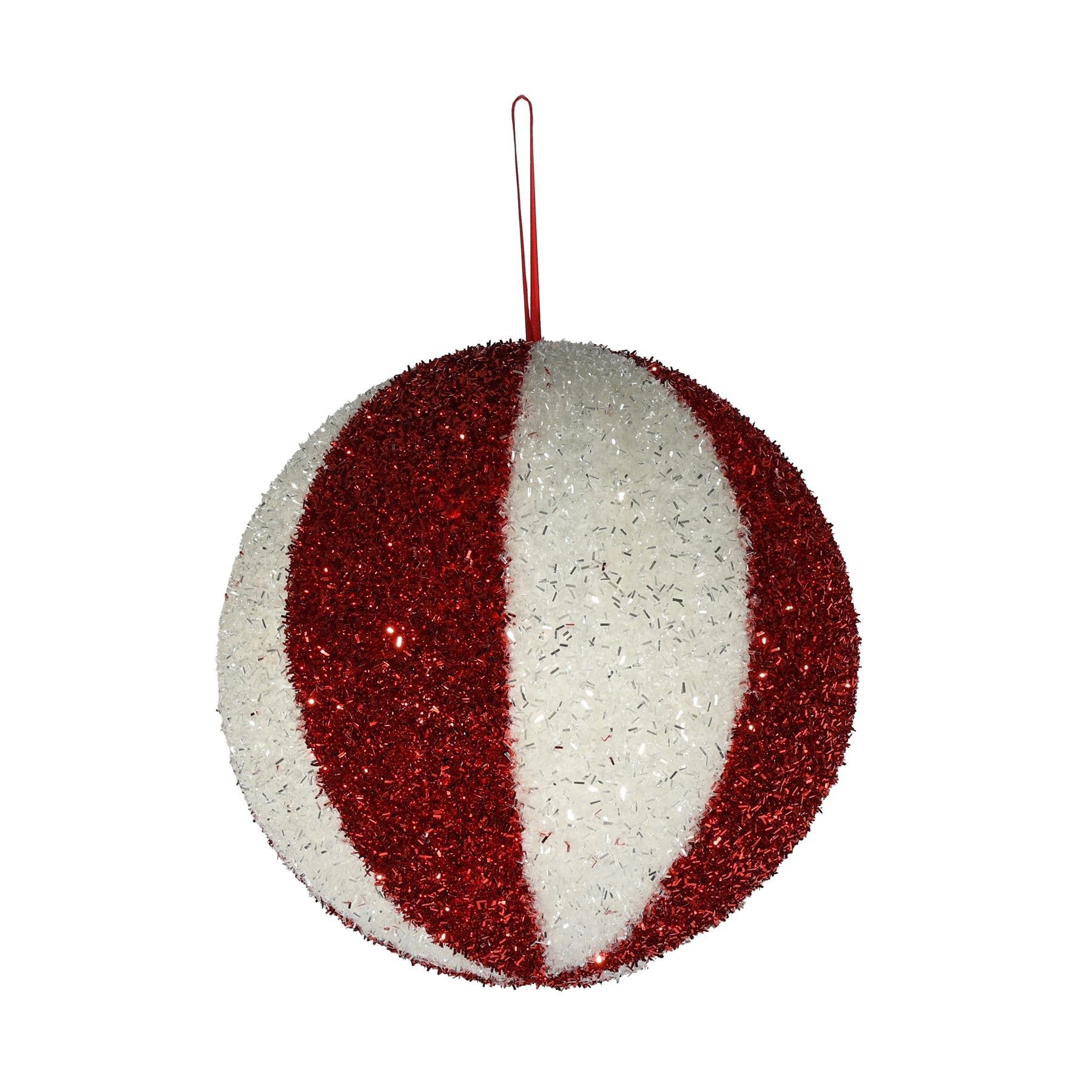Candyland Striped Bauble - Red/White - 25cm