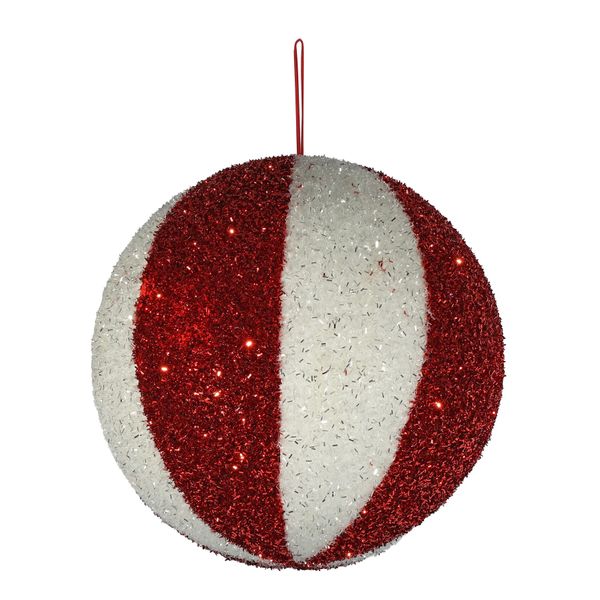 Candyland Striped Bauble - Red/White - 30cm