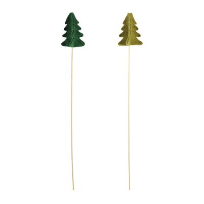10cm Felt Tree on 50cm Stick - 6 x Light Green  x 6 Mid Green  - Box of 12