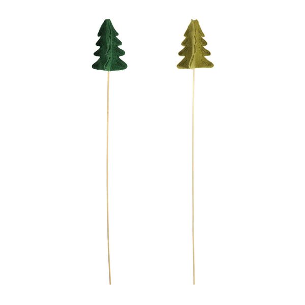 10cm Felt Tree on 50cm Stick - 6 x Light Green  x 6 Mid Green  - Box of 12