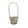 Small  Woodchip Basket  with Handle and Liner - Grey Wash - Dia 16cm