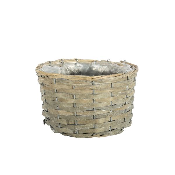 Round Woodchip Basket - Full Willow Rim and Liner - 22x H13cm