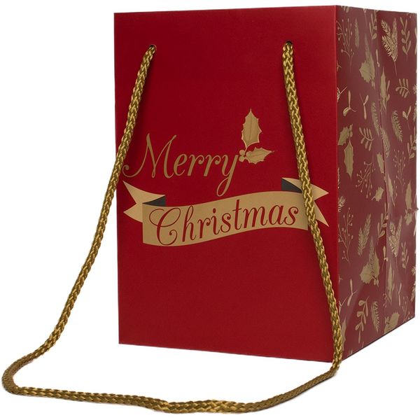 Hand Tie Gift Bag (Tall)  Jolly Holly Merry Christmas_1