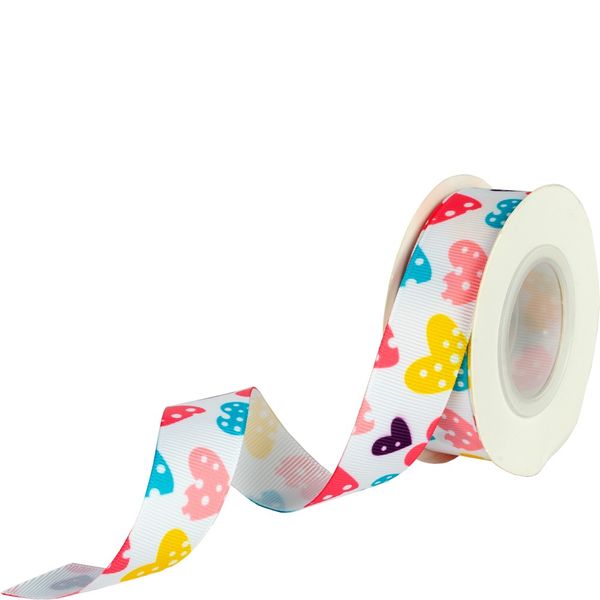 22mm Grosgrain Ribbon  Rainbow Dot Sweethearts