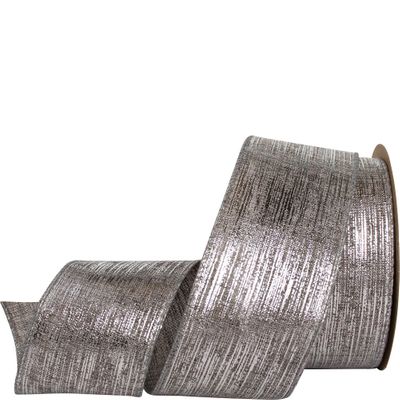 63mm Wired Edge Ribbon  Glitz (Silver)