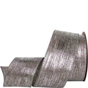 63mm Wired Edge Ribbon  Glitz (Silver)