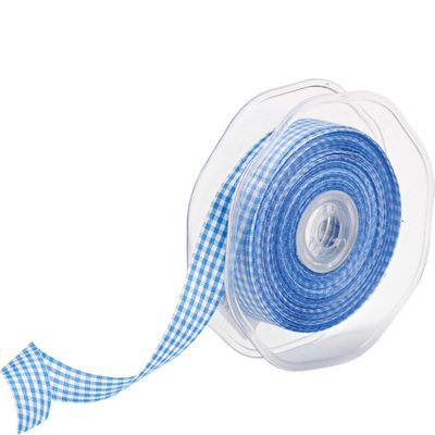 15mm Blue Gingham Ribbon