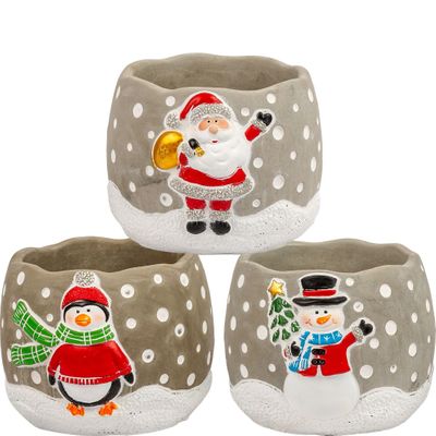 Christmas Character Concrete Plant Pots