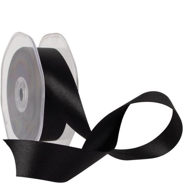 25mm Satin Double Faced Ribbon  Black