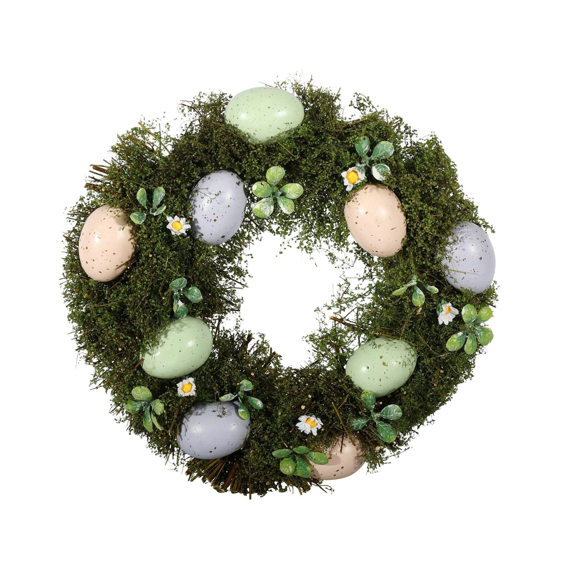 Easter Wreath - Pastel Eggs - Grass / Daisies - 30cm